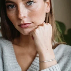 Schmuckladen AMOONIC Armband "Mixed" mit Zirkonia Steinen & gravierbaren Herzanhäng^ Schmuck