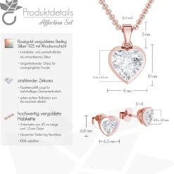 Schmuckladen AMOONIC Brautschmuck "Affections" Schmuck-Set bestehend aus Herzkette^ Hochzeit|Schmuck