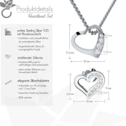 Schmuckladen AMOONIC Brautschmuck "Heartbeat" Schmuck-Set bestehend aus Herzkette u^ Hochzeit|Schmuck