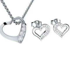 Schmuckladen AMOONIC Brautschmuck "Heartbeat" Schmuck-Set bestehend aus Herzkette u^ Hochzeit|Schmuck