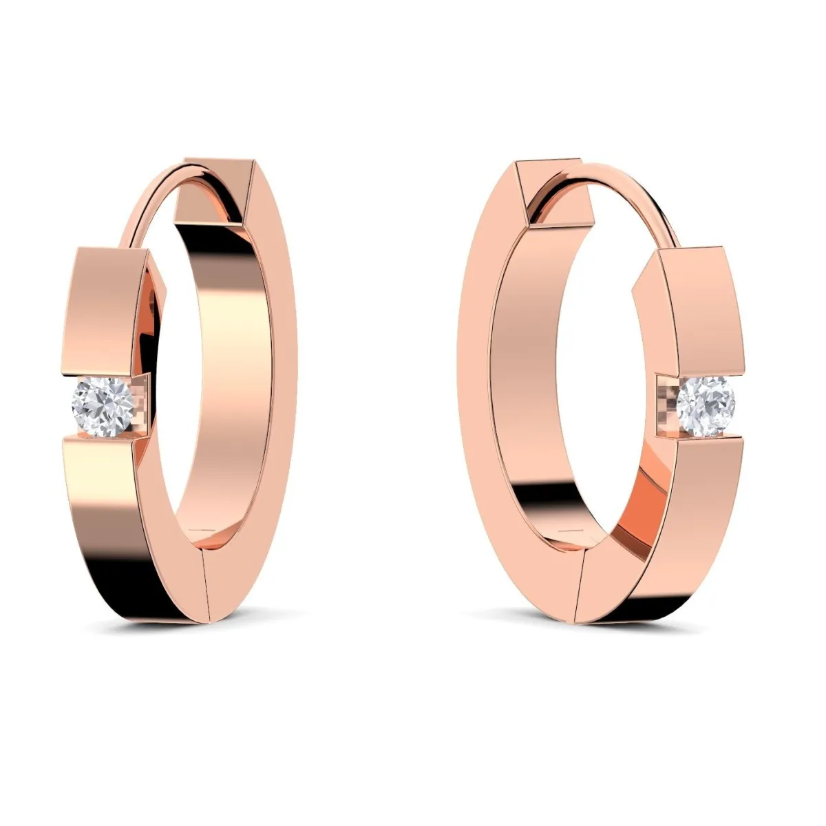 Schmuckladen AMOONIC Creolen "Twinkle" kleine Kreolen zum aufklappen mit 2 Zirkonia^ Creolen|Schmuck