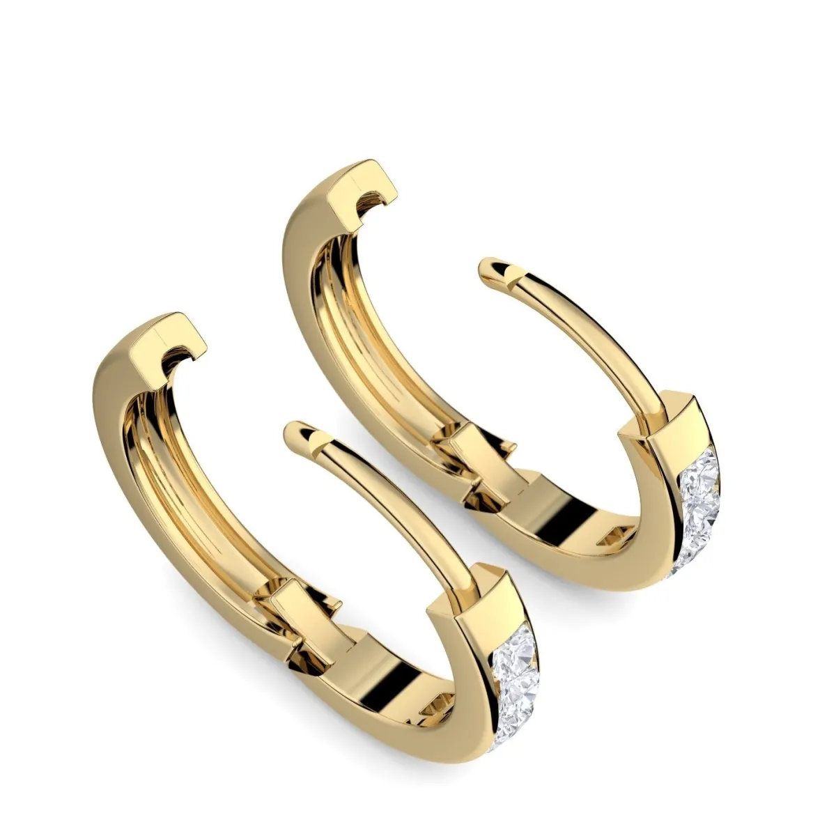 Schmuckladen AMOONIC Creolen "Vision" klein Kreolen zum aufklappen mit 10 Zirkonia^ Creolen|Schmuck