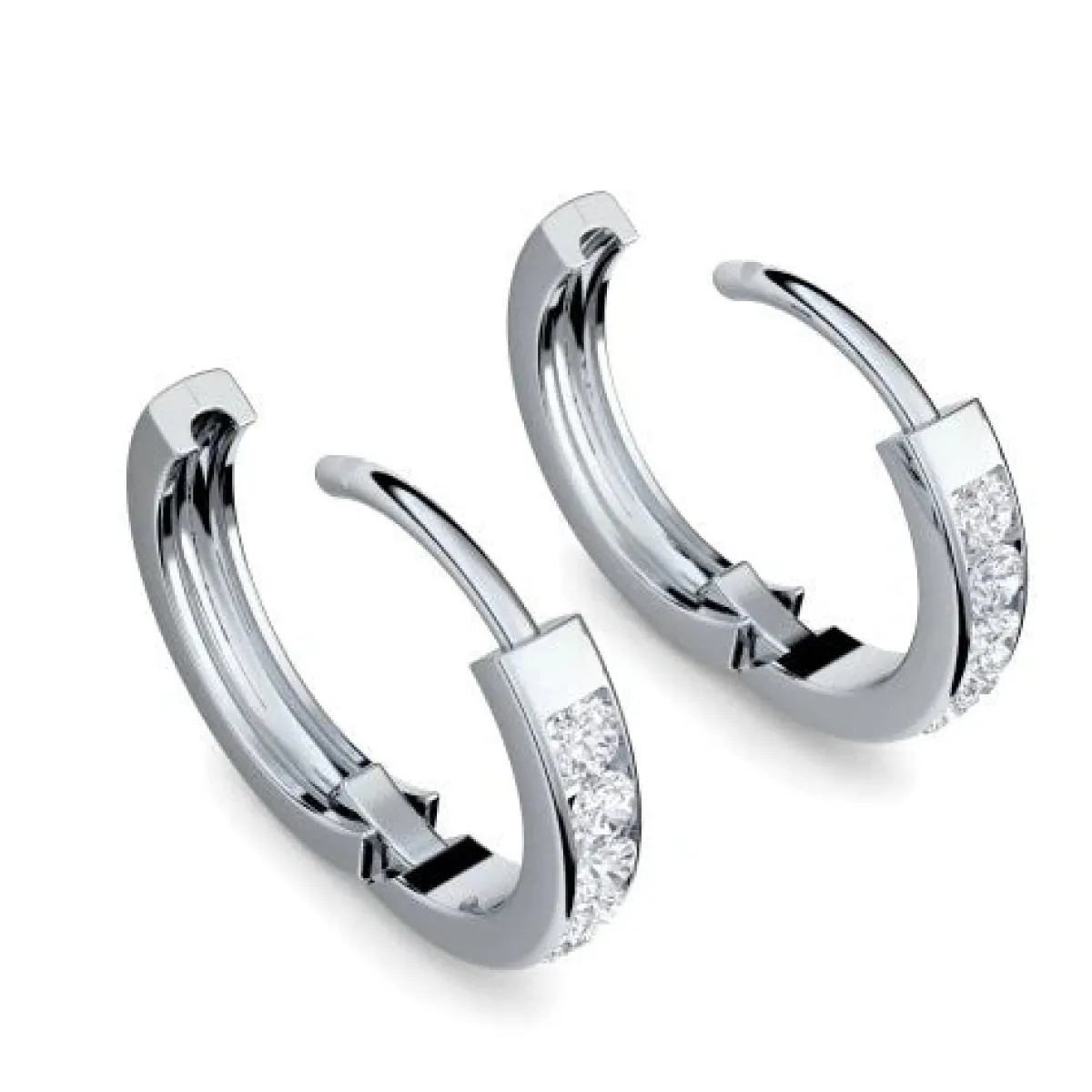 Schmuckladen AMOONIC Creolen "Vision" klein Kreolen zum aufklappen mit 10 Zirkonia^ Creolen|Schmuck