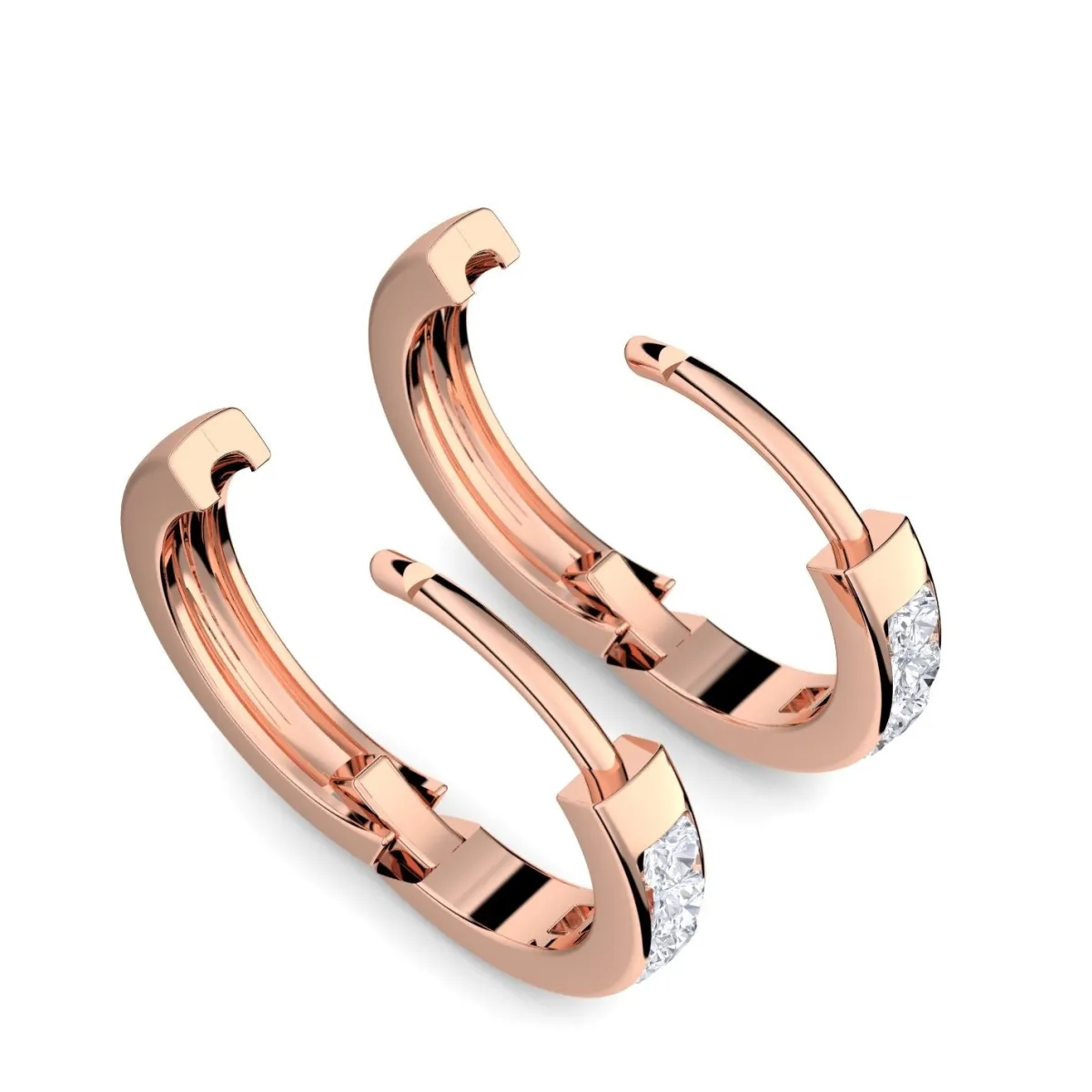 Schmuckladen AMOONIC Creolen "Vision" klein Kreolen zum aufklappen mit 10 Zirkonia^ Creolen|Schmuck