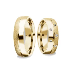 Schmuckladen AMOONIC Eheringe "Lovestory" Paarringe (Ring-Set) mit 5 Zirkonia Stein^ Hochzeit|Eheringe