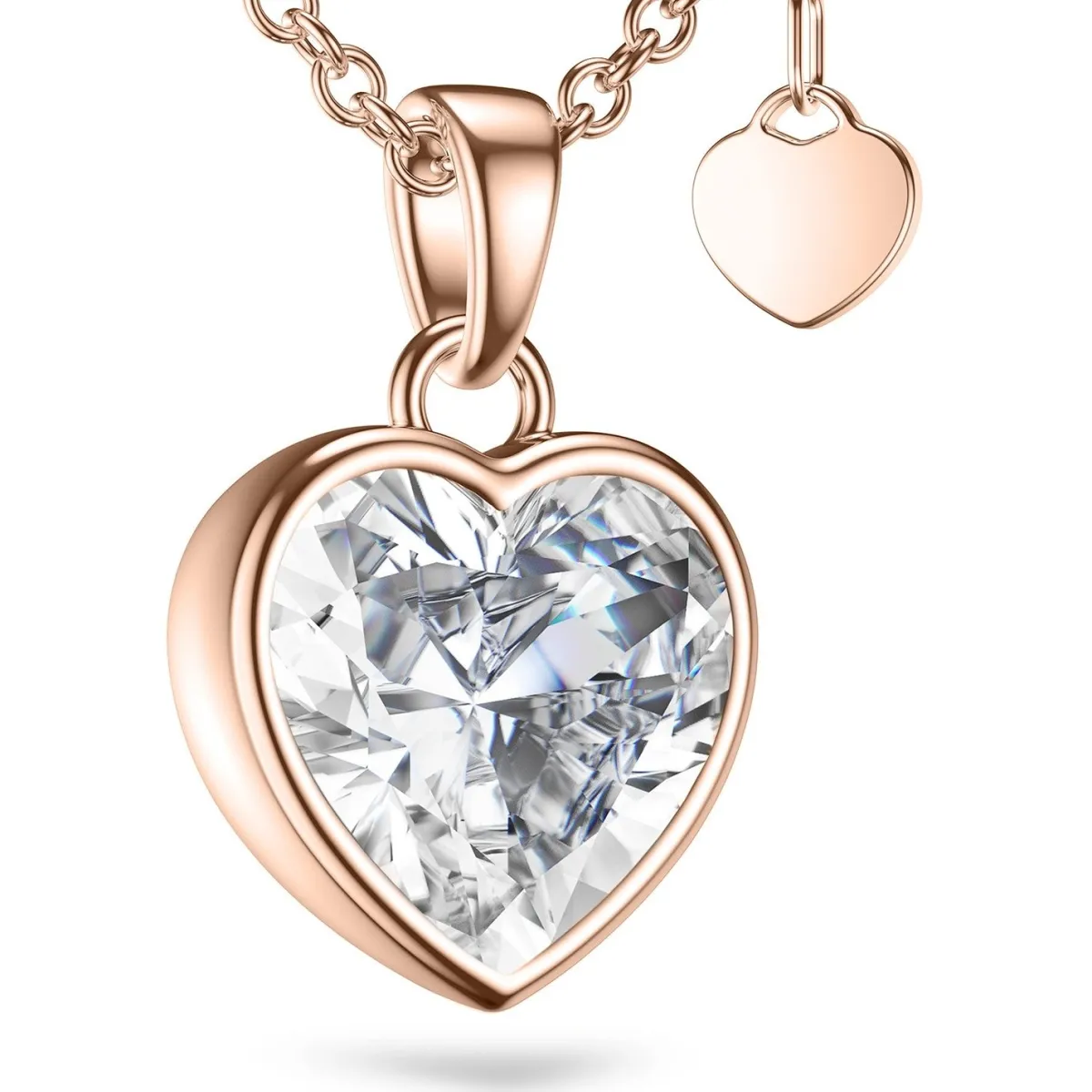 Schmuckladen AMOONIC Herzkette "Affection" Herzanhänger mit Herz-Zirkonia (individu^ Herzketten|Schmuck