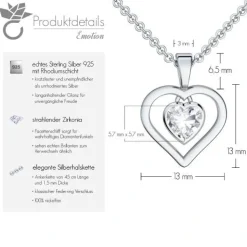 Schmuckladen AMOONIC Herzkette "Emotion" mit Zirkonia-Herz^ Herzketten|Schmuck