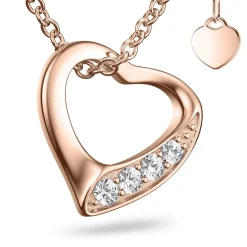 Schmuckladen AMOONIC Herzkette "Heartbeat" Herzanhänger mit Zirkonia (individuell a^ Herzketten|Schmuck