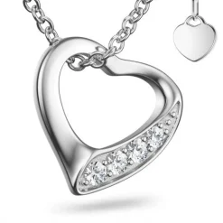 Schmuckladen AMOONIC Herzkette "Heartbeat" Herzanhänger mit Zirkonia (individuell a^ Herzketten|Schmuck