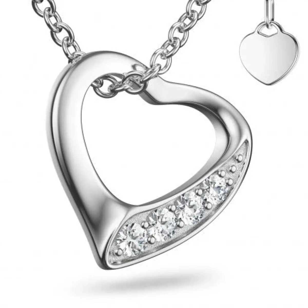 Schmuckladen AMOONIC Herzkette "Heartbeat" Herzanhänger mit Zirkonia (individuell a^ Herzketten|Schmuck