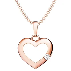 Schmuckladen AMOONIC Herzkette "Little Secret" Herzanhänger mit Herz-Zirkonia (indi^ Herzketten|Schmuck