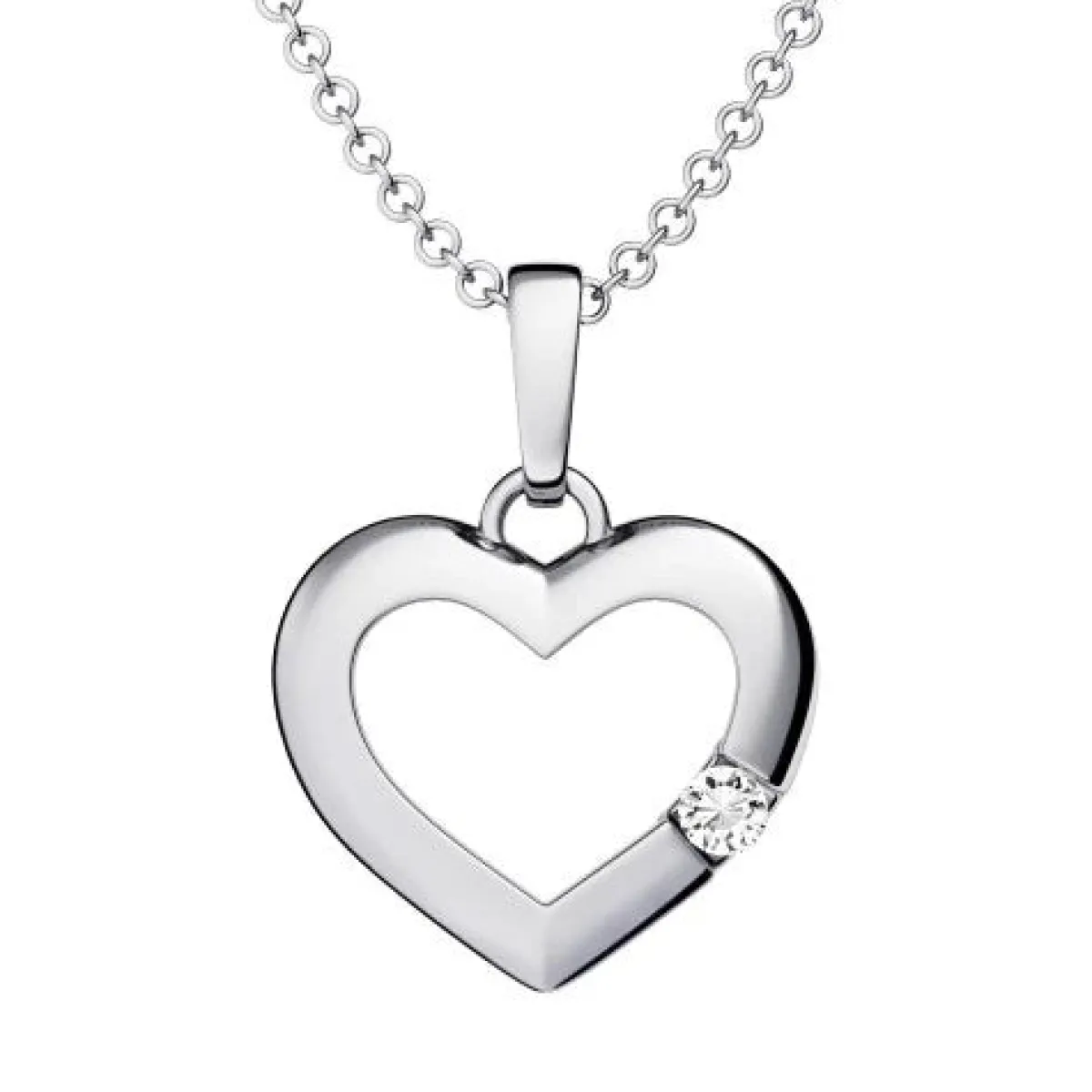 Schmuckladen AMOONIC Herzkette "Little Secret" Herzanhänger mit Herz-Zirkonia (indi^ Herzketten|Schmuck