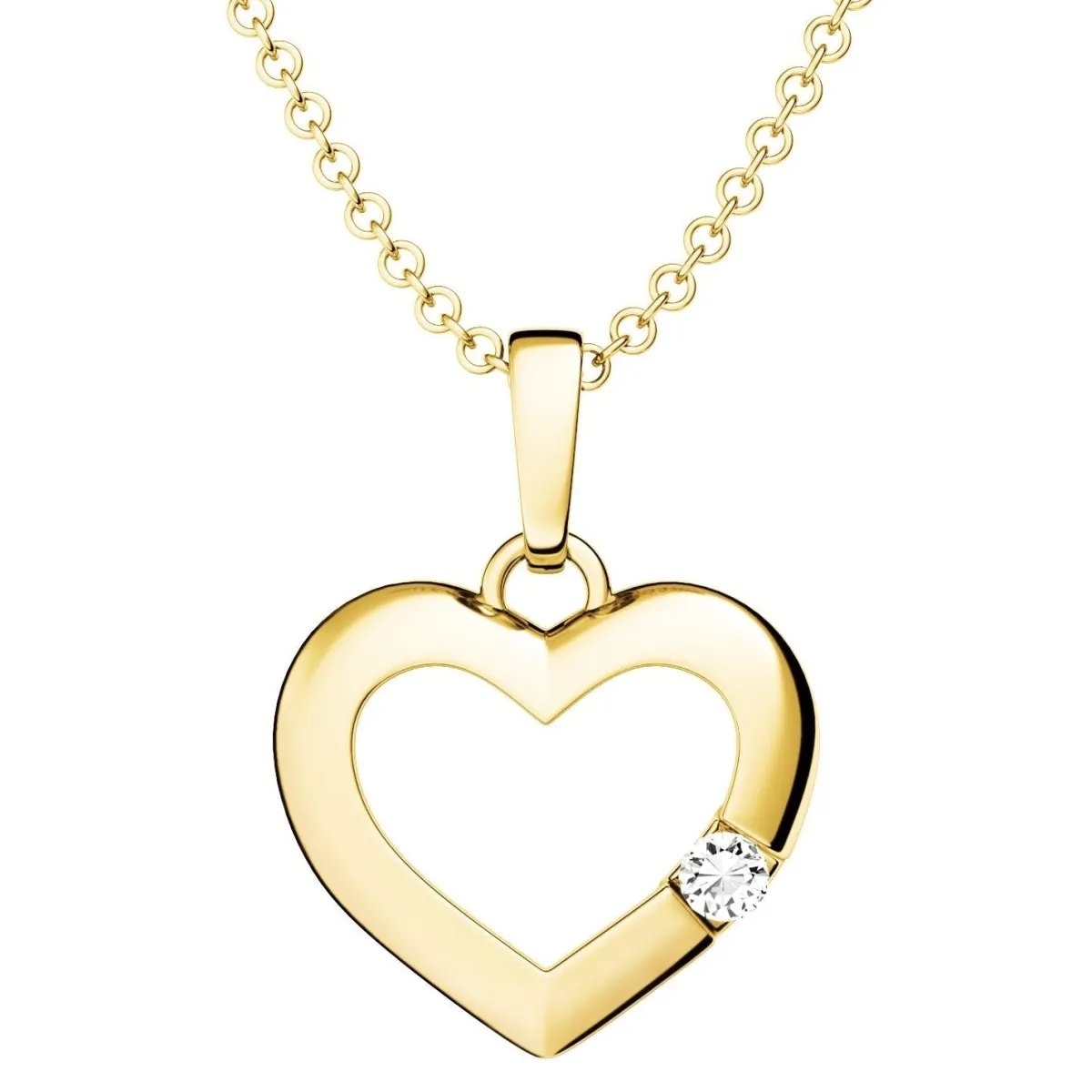Schmuckladen AMOONIC Herzkette "Little Secret" Herzanhänger mit Herz-Zirkonia (indi^ Herzketten|Schmuck