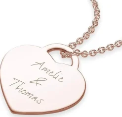 Schmuckladen AMOONIC Herzkette "True Words" Kette mit Herz-Gravurplatte - Anhänger^ Herzketten|Herzketten Mit Gravur