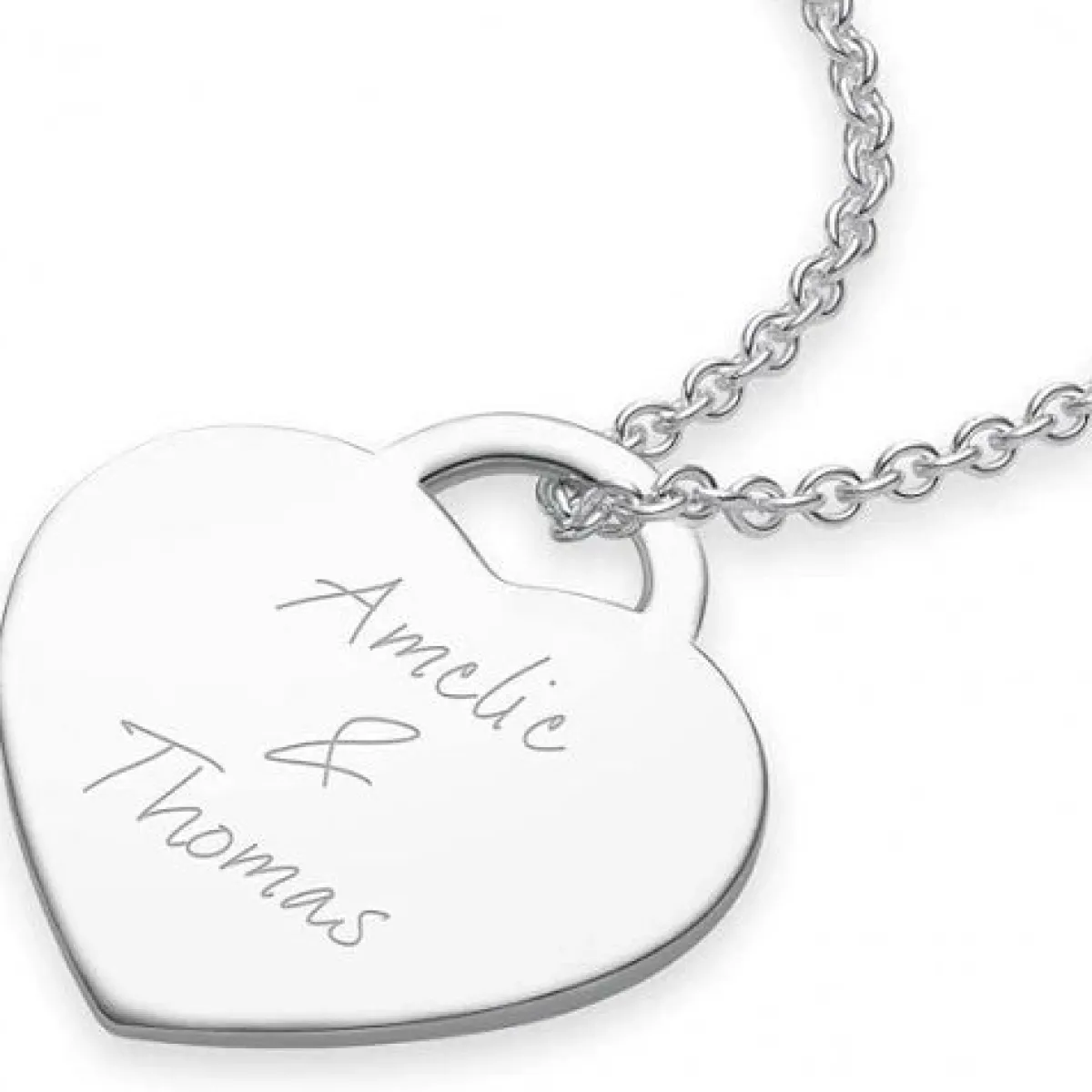 Schmuckladen AMOONIC Herzkette "True Words" Kette mit Herz-Gravurplatte - Anhänger^ Herzketten|Herzketten Mit Gravur