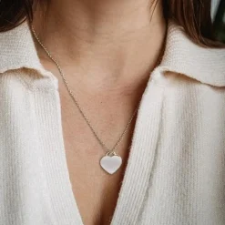 Schmuckladen AMOONIC Herzkette "True Words" Kette mit Herz-Gravurplatte - Anhänger^ Herzketten|Herzketten Mit Gravur