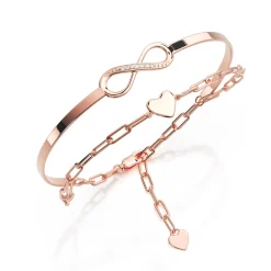 Schmuckladen AMOONIC Infinity Armband "Only you" mit Zirkonia - gravierbares Infini^ Herzarmbänder|Armreifen