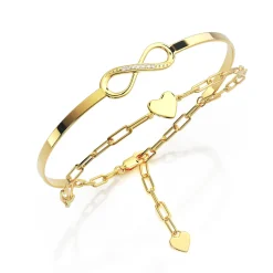 Schmuckladen AMOONIC Infinity Armband "Only you" mit Zirkonia - gravierbares Infini^ Herzarmbänder|Armreifen