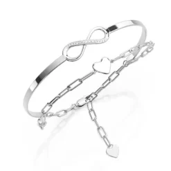 Schmuckladen AMOONIC Infinity Armband "Only you" mit Zirkonia - gravierbares Infini^ Herzarmbänder|Armreifen