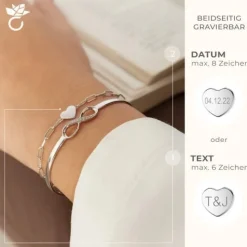Schmuckladen AMOONIC Infinity Armband "Only you" mit Zirkonia - gravierbares Infini^ Herzarmbänder|Armreifen