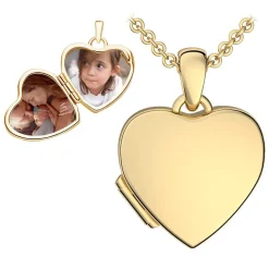 Schmuckladen AMOONIC Kindermedaillon "Little Love" 925er Silber vergoldet Herzanhän^ Medaillons|Herzketten