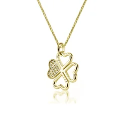 Schmuckladen AMOONIC Kleeblattkette "Great Luck" Herzanhänger mit Zirkonia - Glücks^ Schmuck