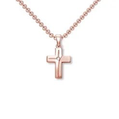 Schmuckladen AMOONIC Kreuz Kette "Aurora" Kreuzanhänger mit Zirkonia Stein - Kinder^ Konfirmation|Schmuck