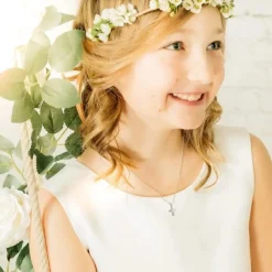 Schmuckladen AMOONIC Kreuz Kette "Aurora" Kreuzanhänger mit Zirkonia Stein - Kinder^ Konfirmation|Schmuck