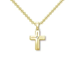 Schmuckladen AMOONIC Kreuz Kette "Aurora" Kreuzanhänger mit Zirkonia Stein - Kinder^ Konfirmation|Schmuck