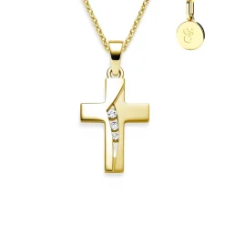 Schmuckladen AMOONIC Kreuz Kette "Belief" Kreuzanhänger mit 3 Zirkonia Steinen - Ki^ Konfirmation|Schmuck