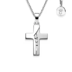 Schmuckladen AMOONIC Kreuz Kette "Belief" Kreuzanhänger mit 3 Zirkonia Steinen - Ki^ Konfirmation|Schmuck