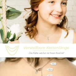 Schmuckladen AMOONIC Kreuz Kette "Cross" Kreuzanhänger - Kinder-Schmuck (individuel^ Konfirmation|Schmuck