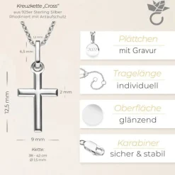 Schmuckladen AMOONIC Kreuz Kette "Cross" Kreuzanhänger - Kinder-Schmuck (individuel^ Konfirmation|Schmuck