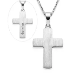Schmuckladen AMOONIC Kreuz Kette "Faith" schlichter gravierbarer Kreuzanhänger - Ki^ Konfirmation|Schmuck