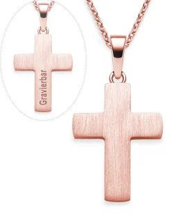 Schmuckladen AMOONIC Kreuz Kette "Faith" schlichter gravierbarer Kreuzanhänger - Ki^ Konfirmation|Schmuck