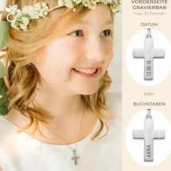 Schmuckladen AMOONIC Kreuz Kette "Faith" schlichter gravierbarer Kreuzanhänger - Ki^ Konfirmation|Schmuck