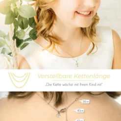 Schmuckladen AMOONIC Kreuz Kette "Faith" schlichter gravierbarer Kreuzanhänger - Ki^ Konfirmation|Schmuck