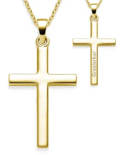 Schmuckladen AMOONIC Kreuz Kette "Honesty" individuell gravierbarer Kreuzanhänger -^ Konfirmation|Schmuck