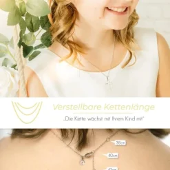Schmuckladen AMOONIC Kreuz Kette "Honesty" individuell gravierbarer Kreuzanhänger -^ Konfirmation|Schmuck