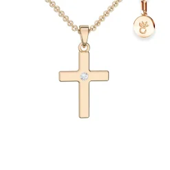 Schmuckladen AMOONIC Kreuz Kette "Receive" Kreuzanhänger mit Zirkonia Stein - Kinde^ Konfirmation|Schmuck