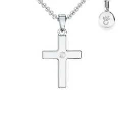 Schmuckladen AMOONIC Kreuz Kette "Receive" Kreuzanhänger mit Zirkonia Stein - Kinde^ Konfirmation|Schmuck