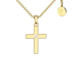 Schmuckladen AMOONIC Kreuz Kette "Receive" Kreuzanhänger mit Zirkonia Stein - Kinde^ Konfirmation|Schmuck