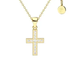 Schmuckladen AMOONIC Kreuz Kette "Sparkling Mercy" Kreuzanhänger in 333 Gelbgold mi^ Konfirmation|Schmuck