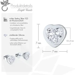 Schmuckladen AMOONIC Ohrstecker "Bright Hearts" Herz Ohrringe mit 2 Zirkonia Steine^ Ohrstecker|Schmuck