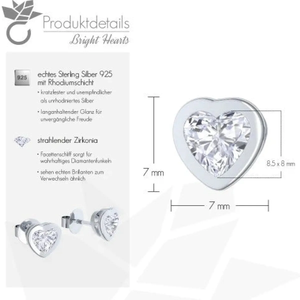 Schmuckladen AMOONIC Ohrstecker "Bright Hearts" Herz Ohrringe mit 2 Zirkonia Steine^ Ohrstecker|Schmuck