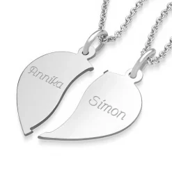 Schmuckladen AMOONIC Partnerkette "Charming Heart" teilbare Herzkette mit zwei Kett^ Herzketten|Partnerketten
