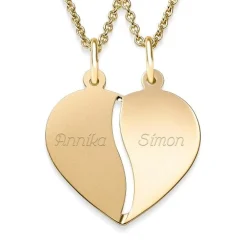Schmuckladen AMOONIC Partnerkette "Other Half" teilbare Herzkette in Gelbgold 333 m^ Partnerketten|Herzketten