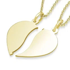 Schmuckladen AMOONIC Partnerkette "Other Half" teilbare Herzkette in Gelbgold 333 m^ Partnerketten|Herzketten