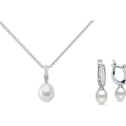 Schmuckladen AMOONIC Perlschmuck "Dreamlike" Brautschmuck bestehend aus einer Kette^ Hochzeit|Perlenohrringe