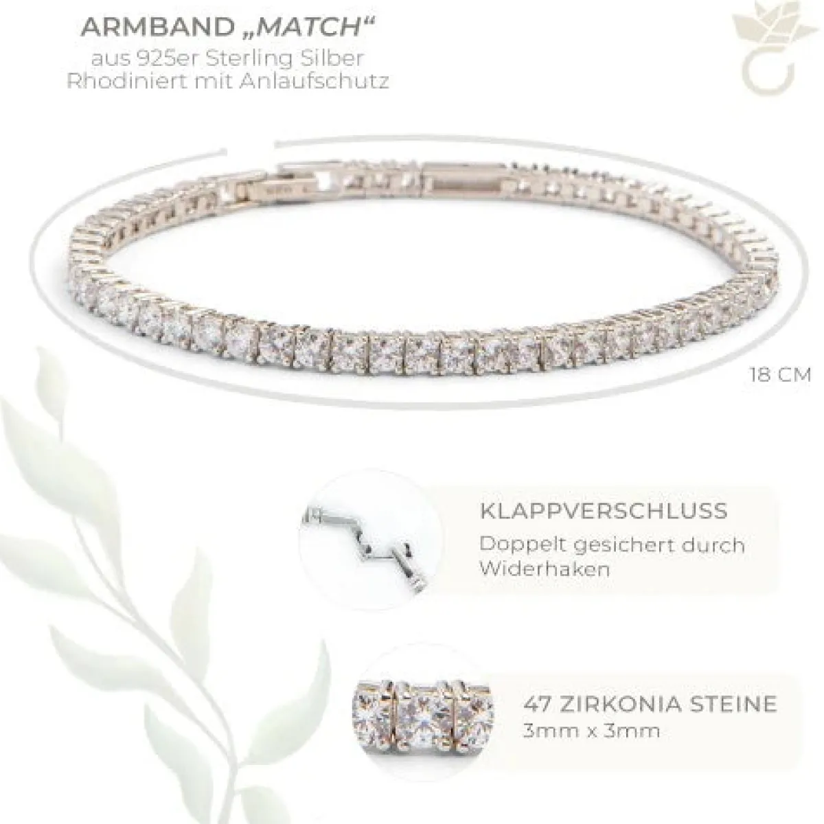 Schmuckladen AMOONIC Tennisarmband "Match" mit Zirkonia - gravierbares Identarmband^ Schmuck